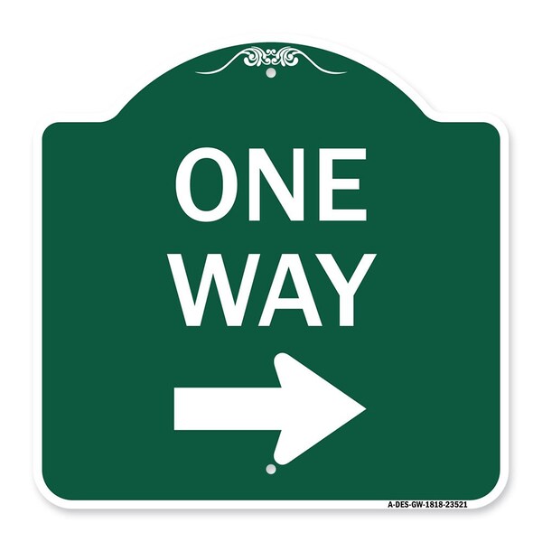 Signmission Designer Series One Way Right Arrow, Green & White Aluminum Sign, 18" x 18", GW-1818-23521 A-DES-GW-1818-23521 - main